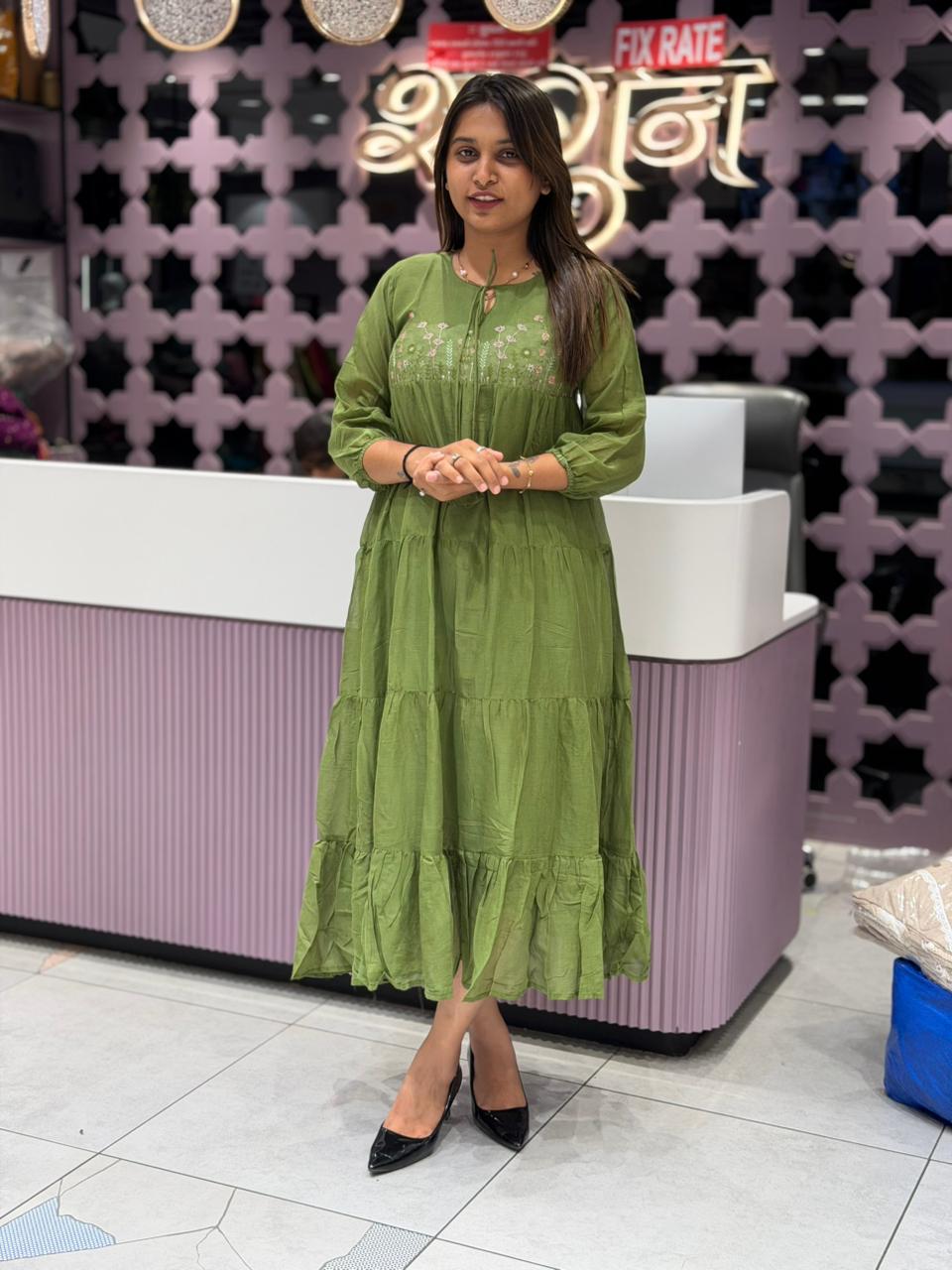 Super Comfort Embroidered Tiered Kurti Dress