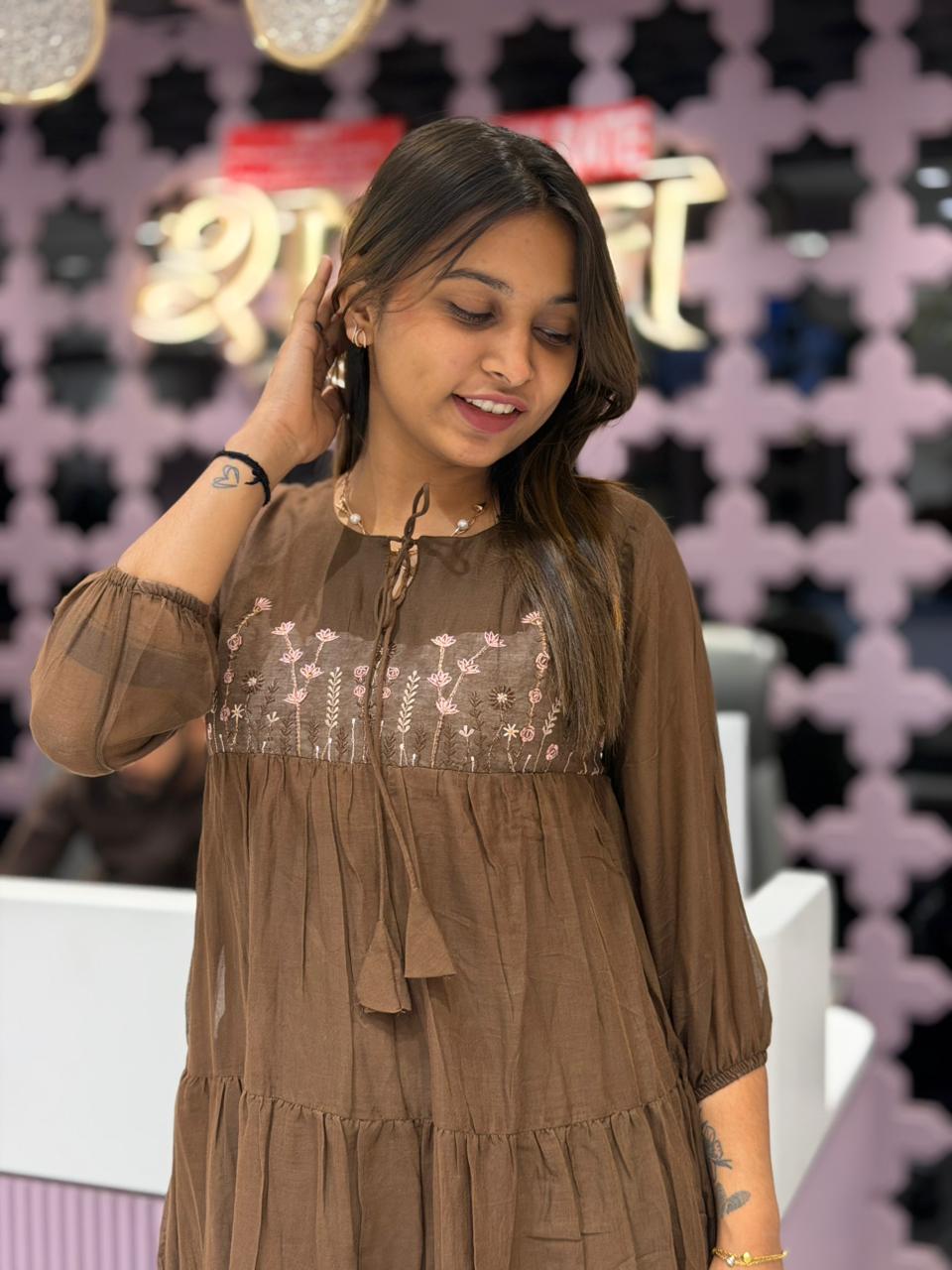 Super Comfort Embroidered Tiered Kurti Dress