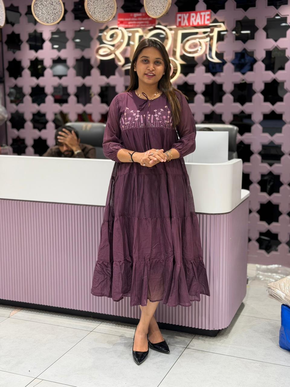 Super Comfort Embroidered Tiered Kurti Dress