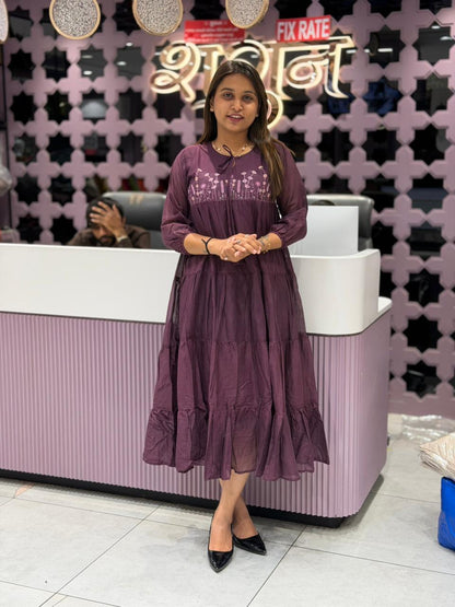 Super Comfort Embroidered Tiered Kurti Dress