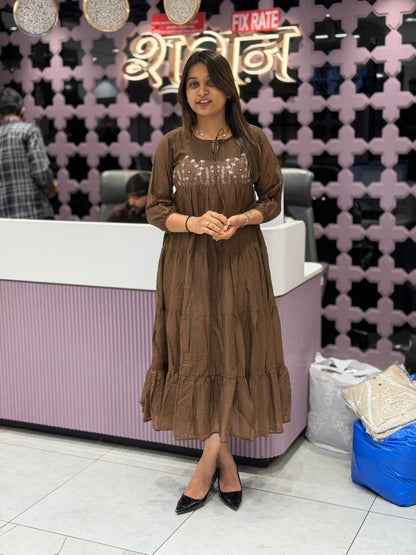 Super Comfort Embroidered Tiered Kurti Dress