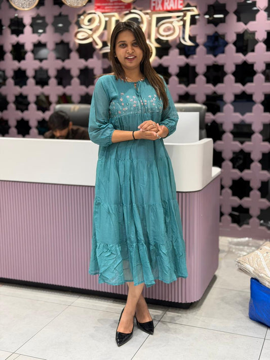 Super Comfort Embroidered Tiered Kurti Dress