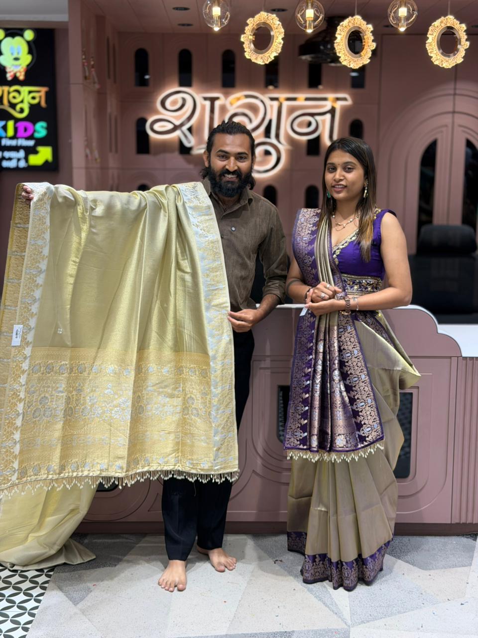 SHAGUN FASHION Luxury Banarasi Silk Saree with Fancy Border & Designer Blouse