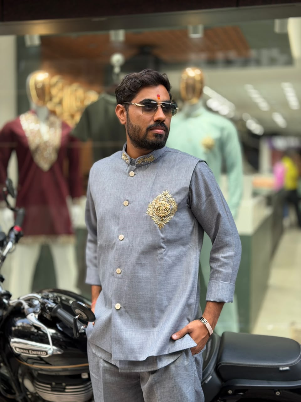 SHAGUN FASHION Premium Men's Indo-Western Suit Set with Royal Embroidery