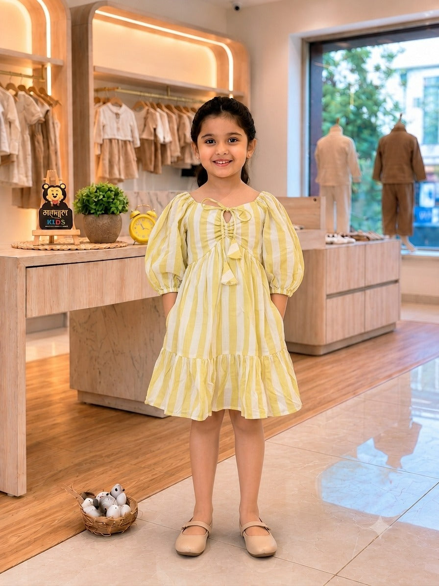 SHAGUN FASHION Cute Cotton Striped Frock for Girls
