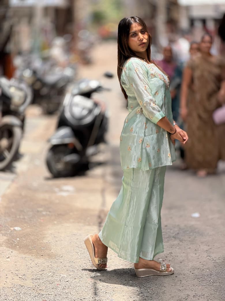 SHAGUN FASHION Festive Shimmer Kurti & Plazo Set