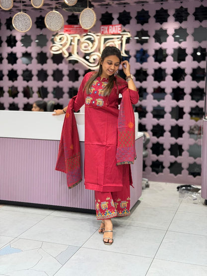 Traditional Cotton Kurti Pant Set with Dupatta – From SHAGUN FASHION