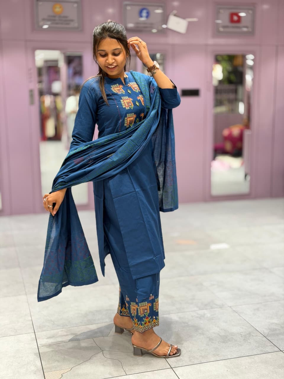 Traditional Cotton Kurti Pant Set with Dupatta – From SHAGUN FASHION