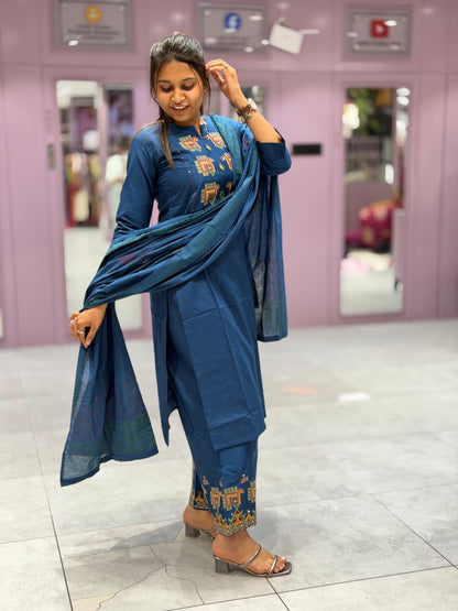 Traditional Cotton Kurti Pant Set with Dupatta – From SHAGUN FASHION