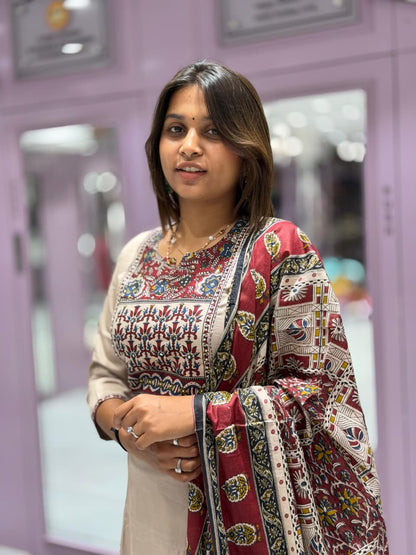 SHAGUN FASHION Elegant Premium Cotton Kurti-Pant Set with Beautiful Printed Dupatta