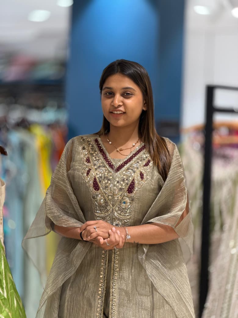 SHAGUN FASHION Party Wear Olive Green Kaftan Style Top with Matching Palazzo Set