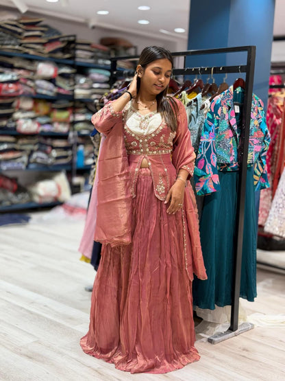 SHAGUN FASHION Party Wear Crop Top Lehenga with Embroidered Shrug