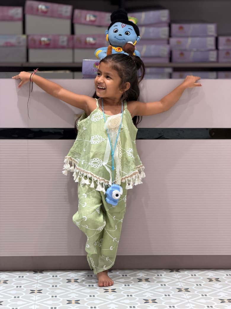 SHAGUN FASHION Cute Cotton Embroidered Top & Dhoti Pant Set for Girls