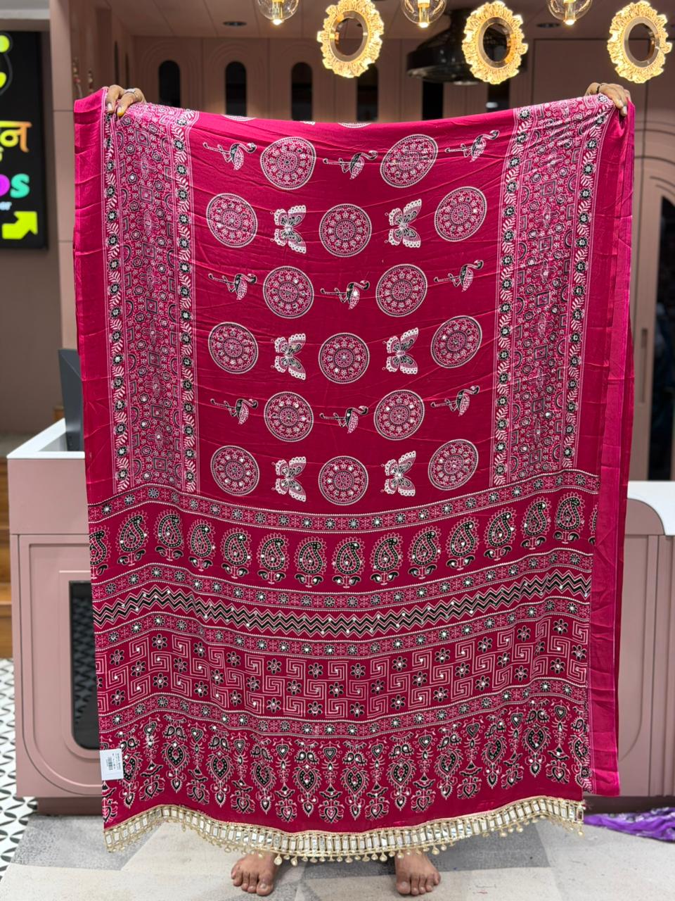 SHAGUN FASHION Premium Purple Bandhani Silk Saree