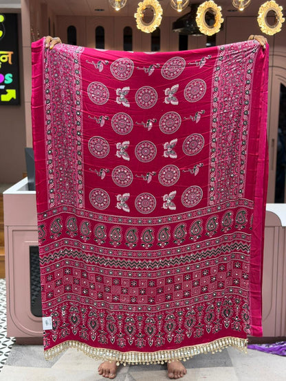 SHAGUN FASHION Premium Purple Bandhani Silk Saree