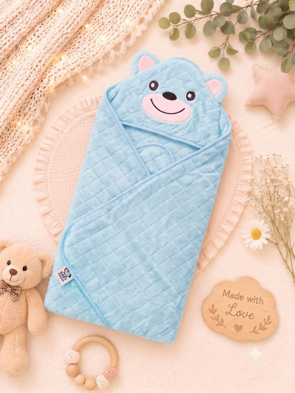 SHAGUN FASHION Super Soft Teddy Bear Baby Hooded Wrapper Blanket