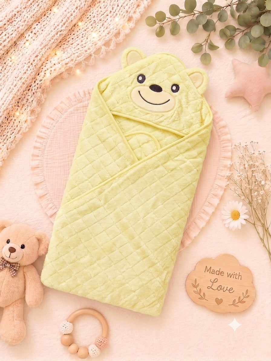 SHAGUN FASHION Super Soft Teddy Bear Baby Hooded Wrapper Blanket