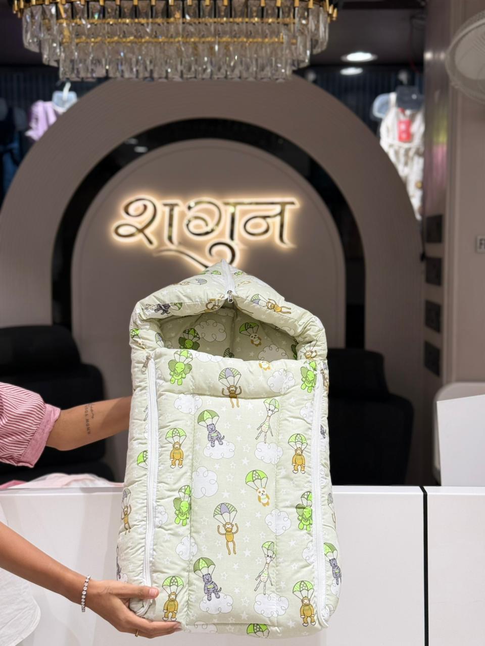 SHAGUN FASHION Premium 3-in-1 Soft Cotton Baby Sleeping Bag, Carry Nest & Hooded Bedding Combo for Newborns