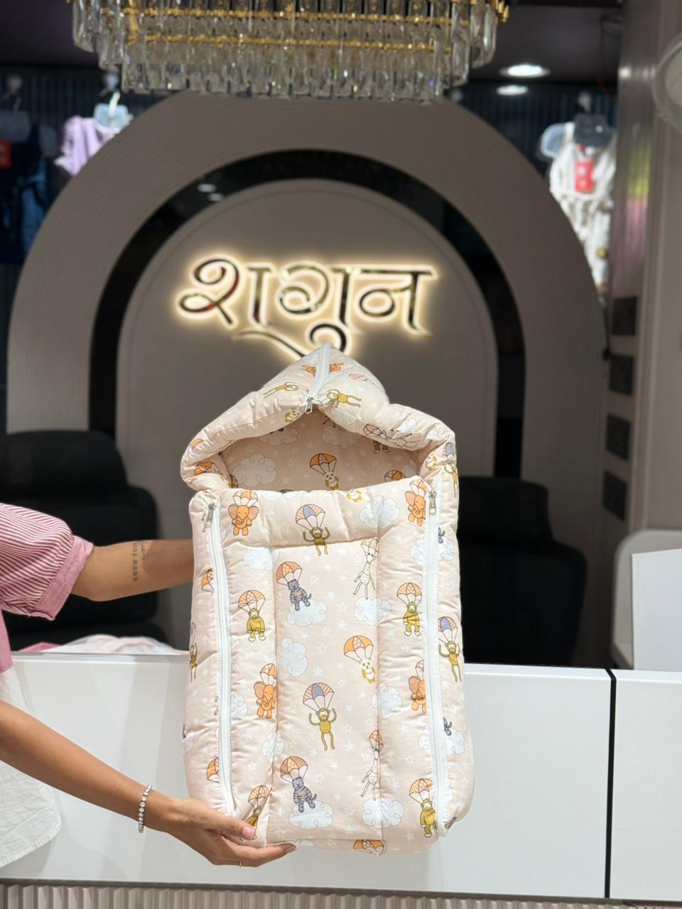 SHAGUN FASHION Premium 3-in-1 Soft Cotton Baby Sleeping Bag, Carry Nest & Hooded Bedding Combo for Newborns