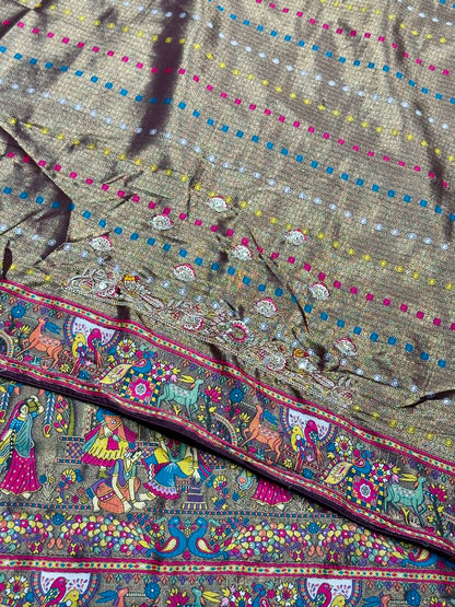 SHAGUN FASHION Premium Pooja Work Designer Silk Saree with Heavy Embroidered Cutwork Border & Traditional Pichwai Pallu