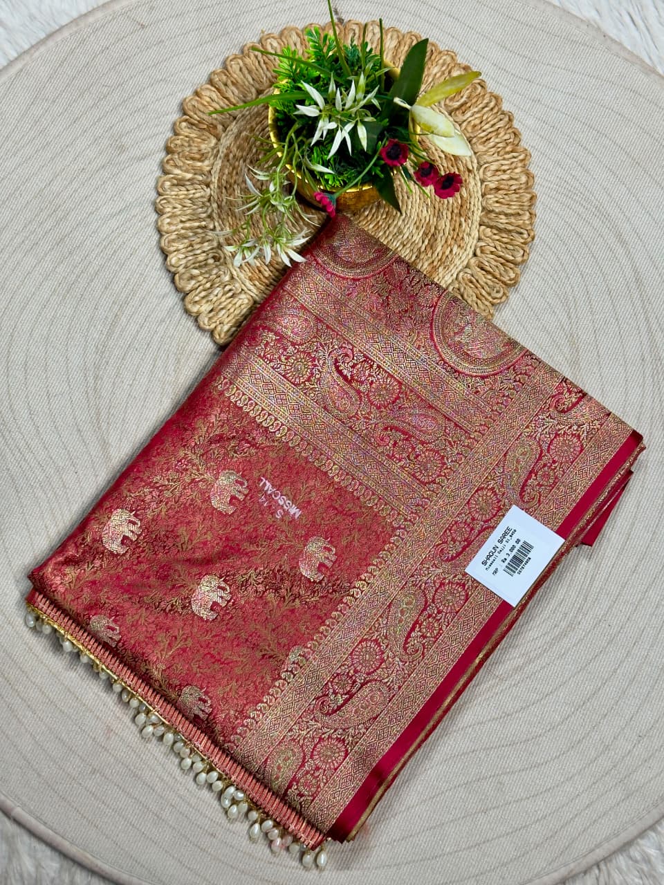 SHAGUN FASHION Premium Pure Gajji Silk Banarasi Saree with Pearl Border