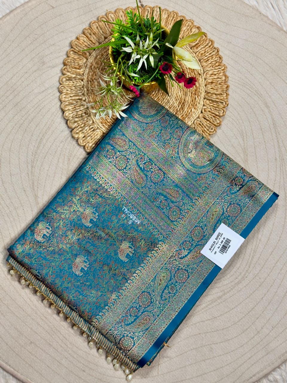 SHAGUN FASHION Premium Pure Gajji Silk Banarasi Saree with Pearl Border