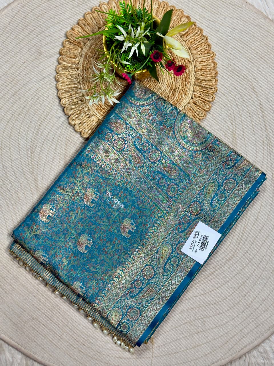 SHAGUN FASHION Premium Pure Gajji Silk Banarasi Saree with Pearl Border
