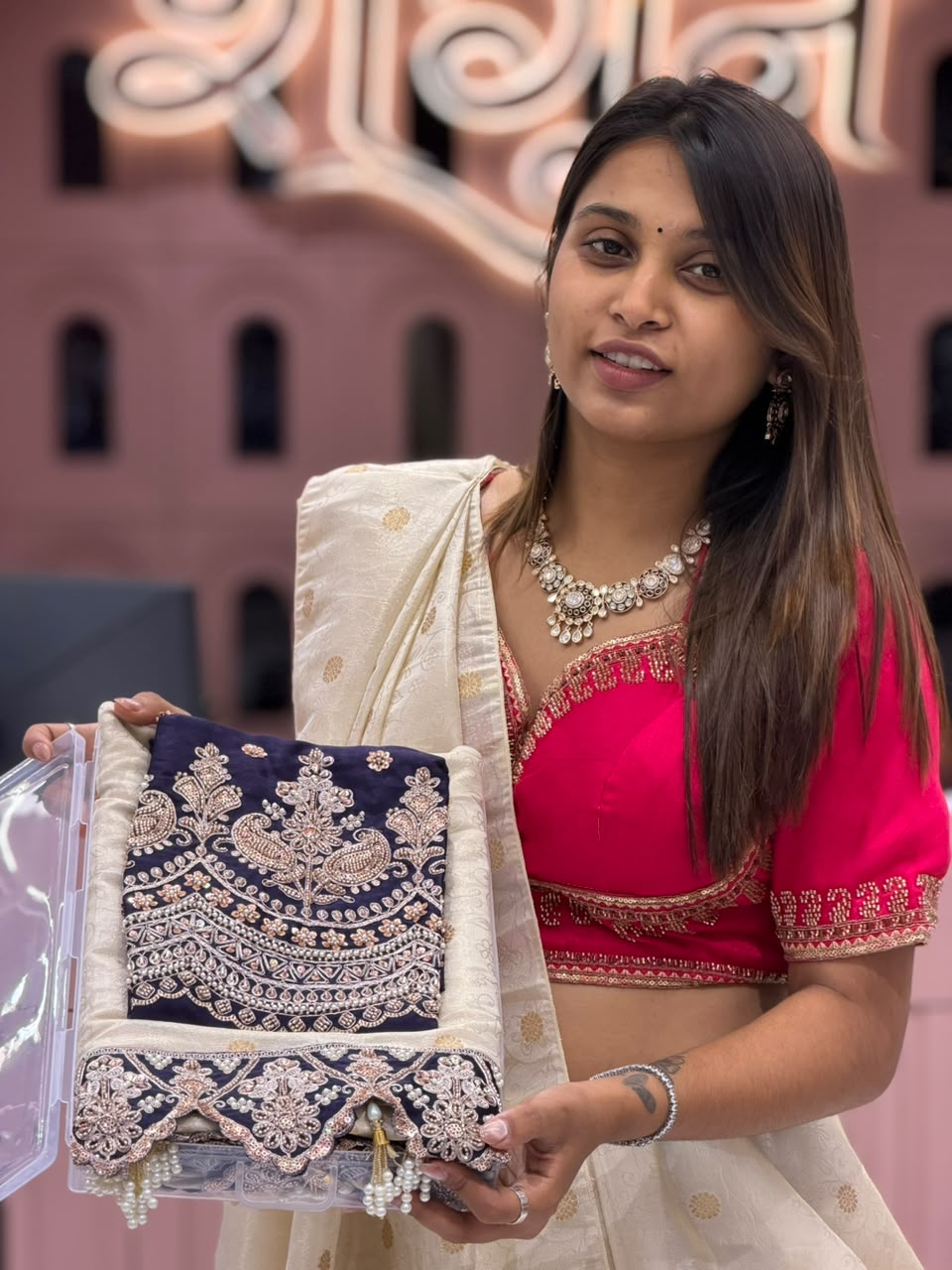 Cream Silk Patola Saree with Heavy Designer Border and Latkan
