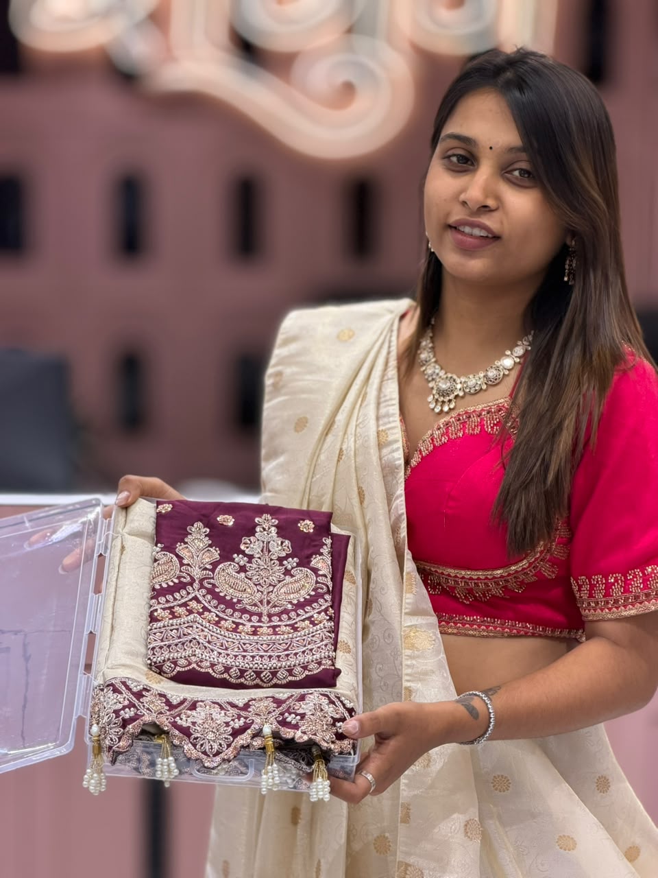 Cream Silk Patola Saree with Heavy Designer Border and Latkan