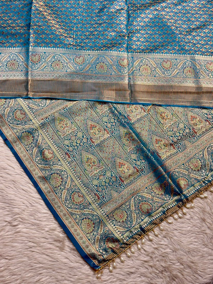 SHAGUN FASHION Premium Zari Woven Gajji Silk Saree with Elegant Pearl Latkan