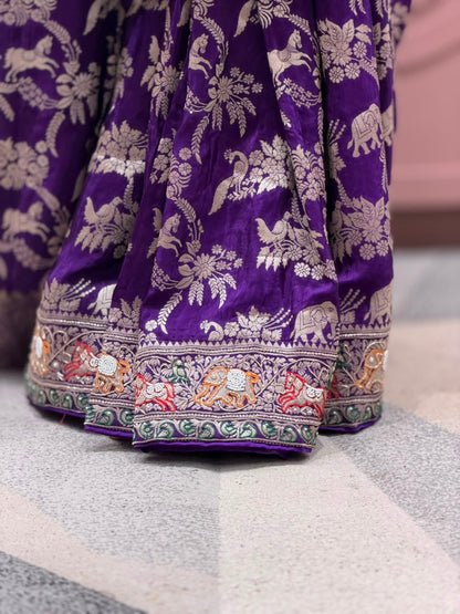 SHAGUN FASHION Premium Pure Gajji Silk Patola Saree with Heavy Hand-Drawn Gota Patti & Zardosi Work Blouse