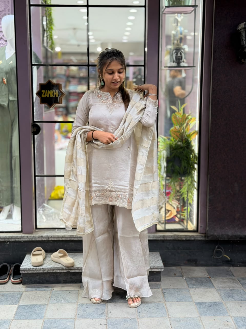 SHAGUN FASHION Premium Embroidered Silk Kurta Sharara Set with Dupatta