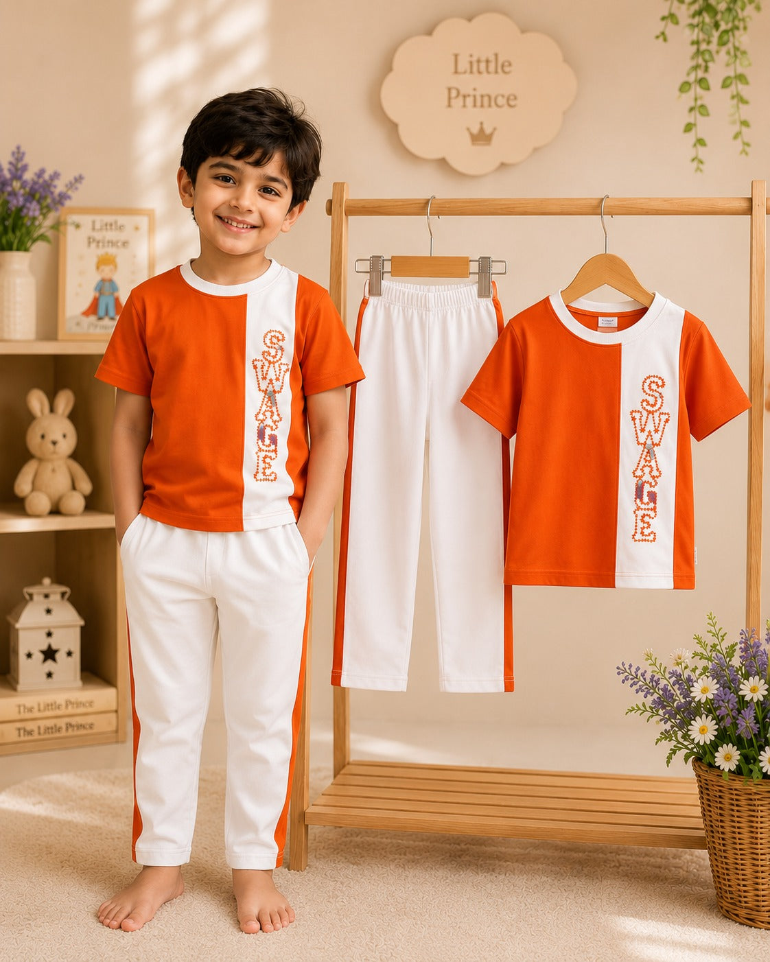 SHAGUN FASHION Boys Cotton Blend "SWAG" Printed T-Shirt and Track Pants Set (Pack of 1)