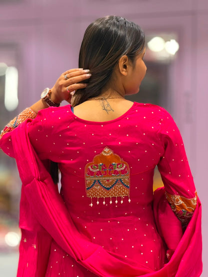 SHAGUN FASHION Premium Designer Anarkali Suit Set with Beautiful Back Patch Work