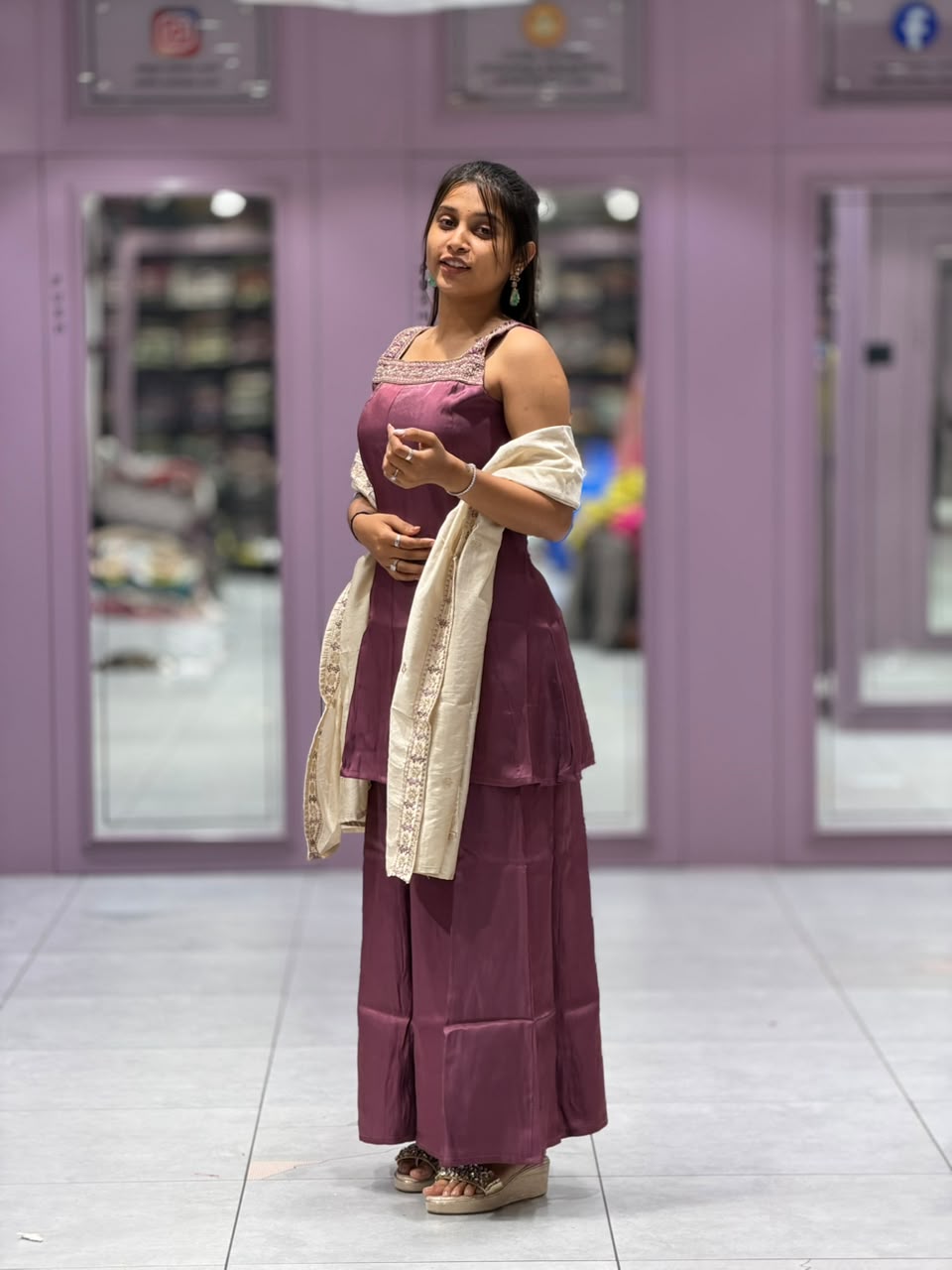 SHAGUN FASHION Premium Silk 3-Piece Sharara Set with Designer Dupatta