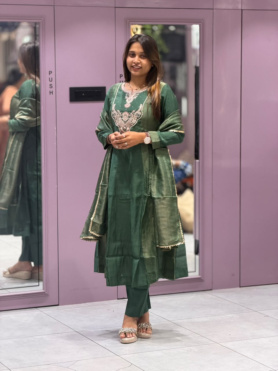 Premium Chanderi Silk Kurti Pant Set with Zari Dupatta by SHAGUN FASHION