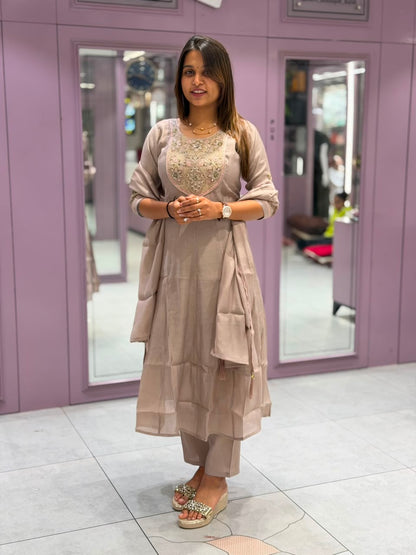 Elegant 3-Piece Silk Suit Set with Beautiful Embroidery by SHAGUN FASHION