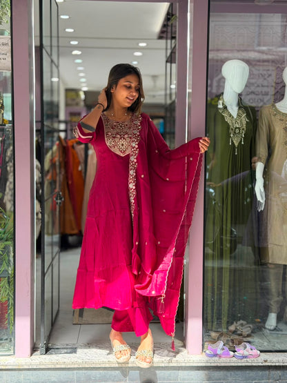 Elegant 3-Piece Silk Suit Set with Beautiful Embroidery by SHAGUN FASHION