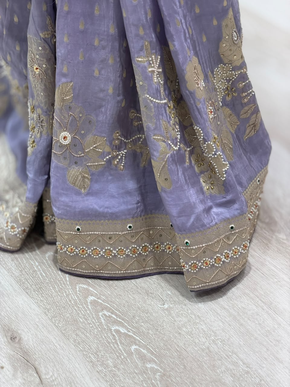 SHAGUN FASHION Luxury Lavender Silk Saree with Heavy Hand-Worked Designer Blouse