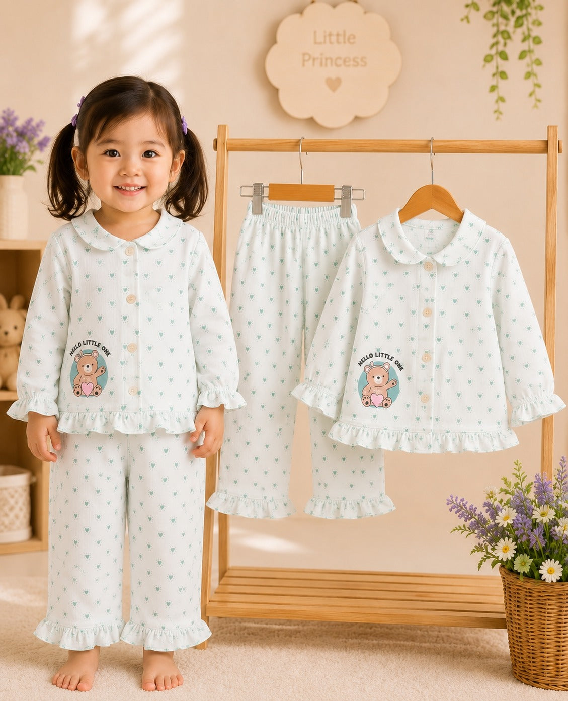 SHAGUN FASHION Cute & Super Soft Little Princess Printed Cotton Night Suit Set for Baby Girls