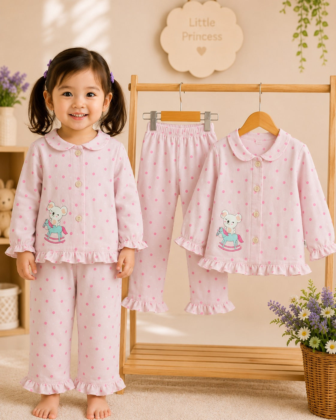 SHAGUN FASHION Cute & Super Soft Little Princess Printed Cotton Night Suit Set for Baby Girls