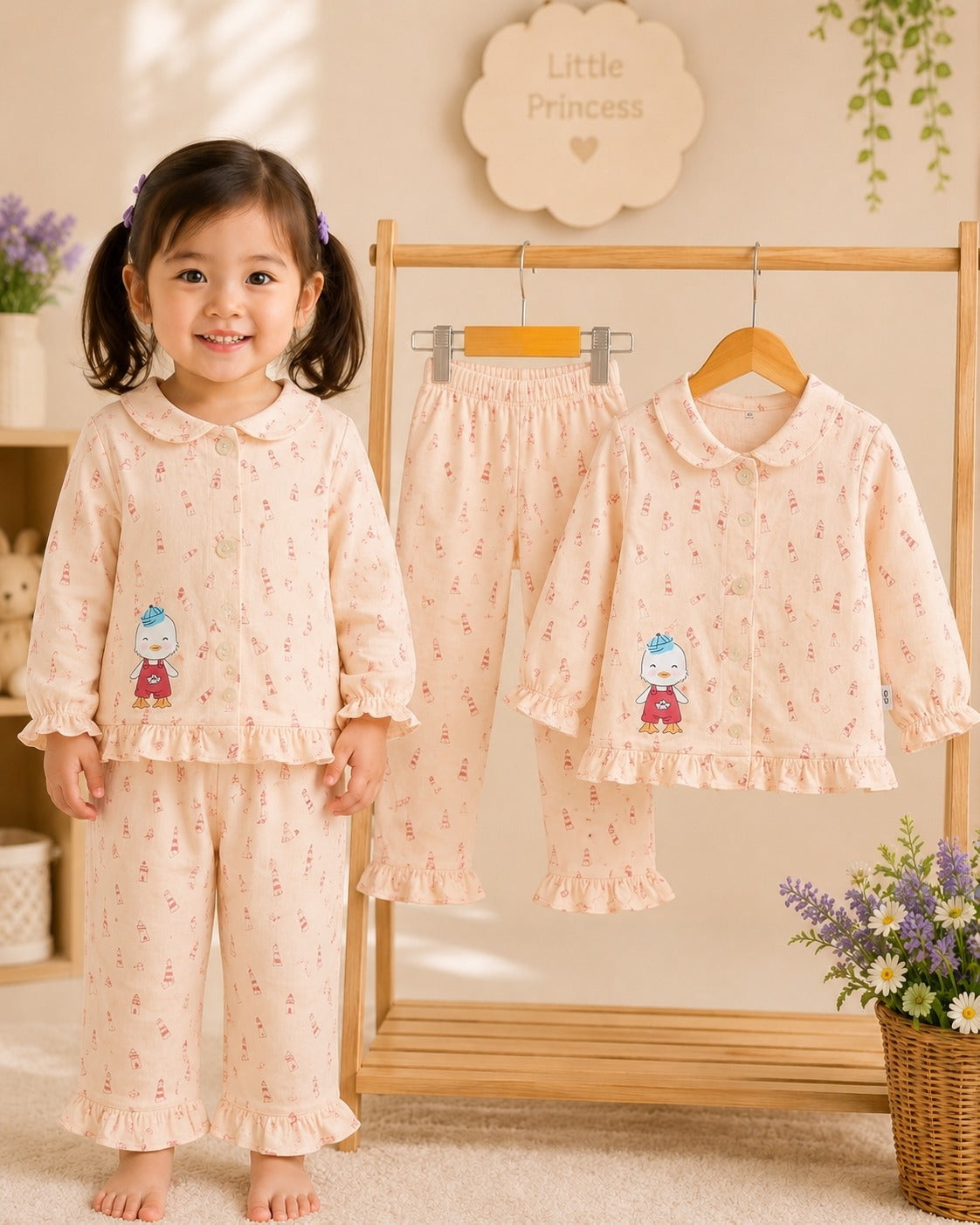 SHAGUN FASHION Cute & Super Soft Little Princess Printed Cotton Night Suit Set for Baby Girls