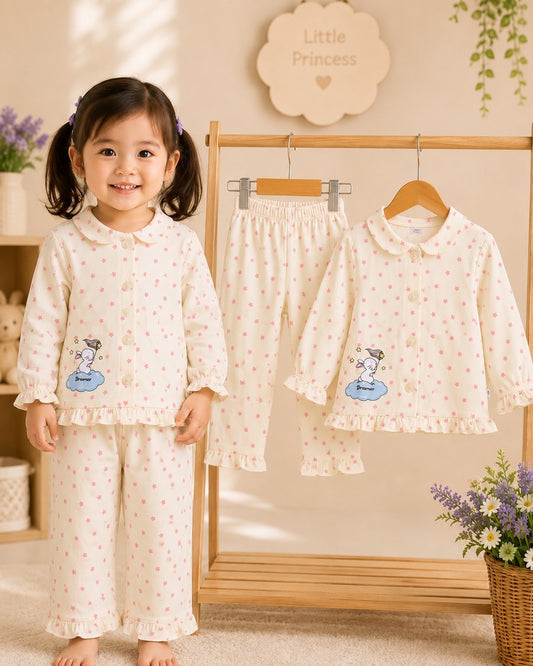 SHAGUN FASHION Cute & Super Soft Little Princess Printed Cotton Night Suit Set for Baby Girls