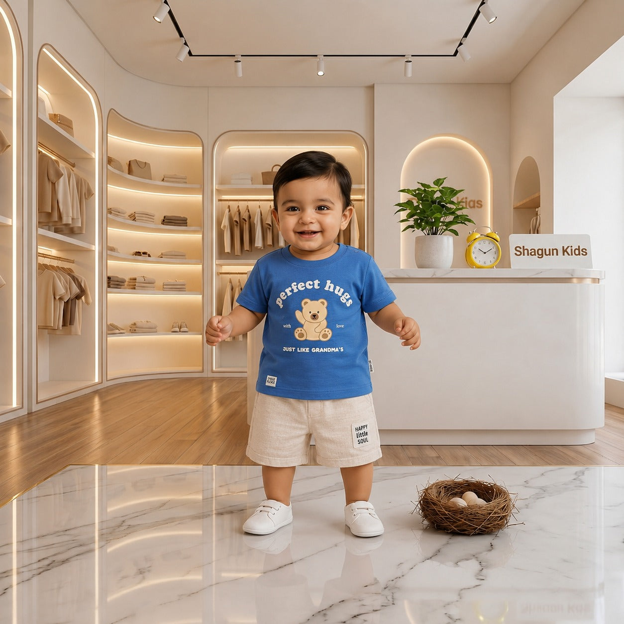 Cute Teddy Graphic T-Shirt & Shorts Set for Toddlers - Exclusive from SHAGUN FASHION