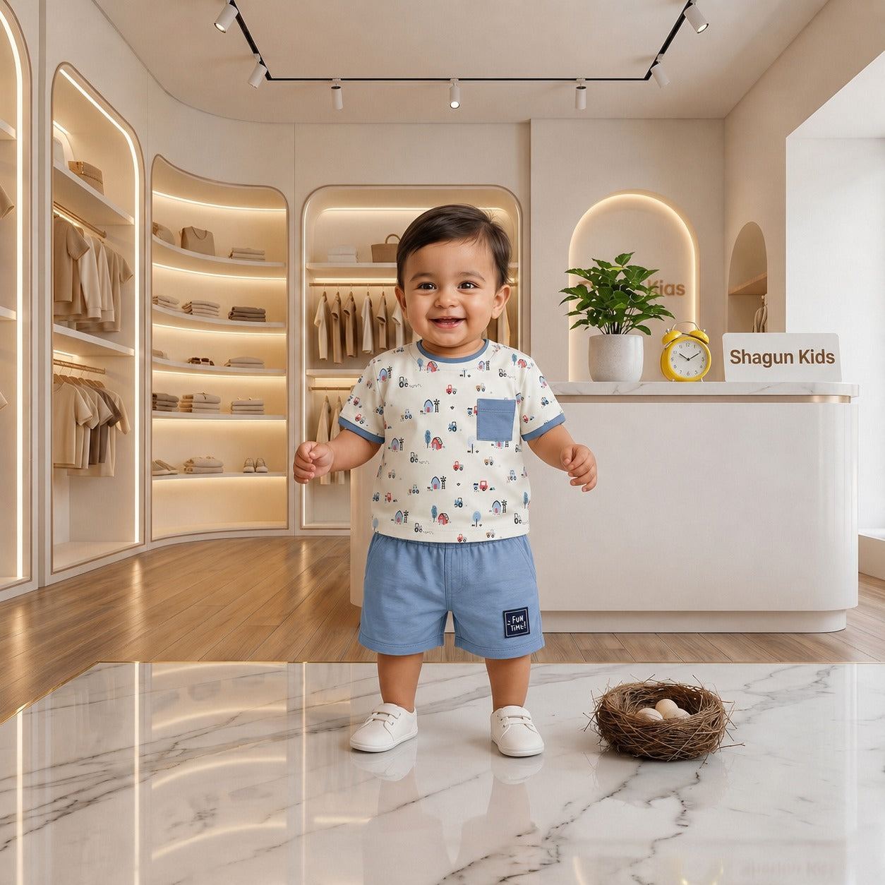 SHAGUN FASHION Cute & Stylish Printed T-Shirt and Shorts Co-Ord Set for Baby Boys