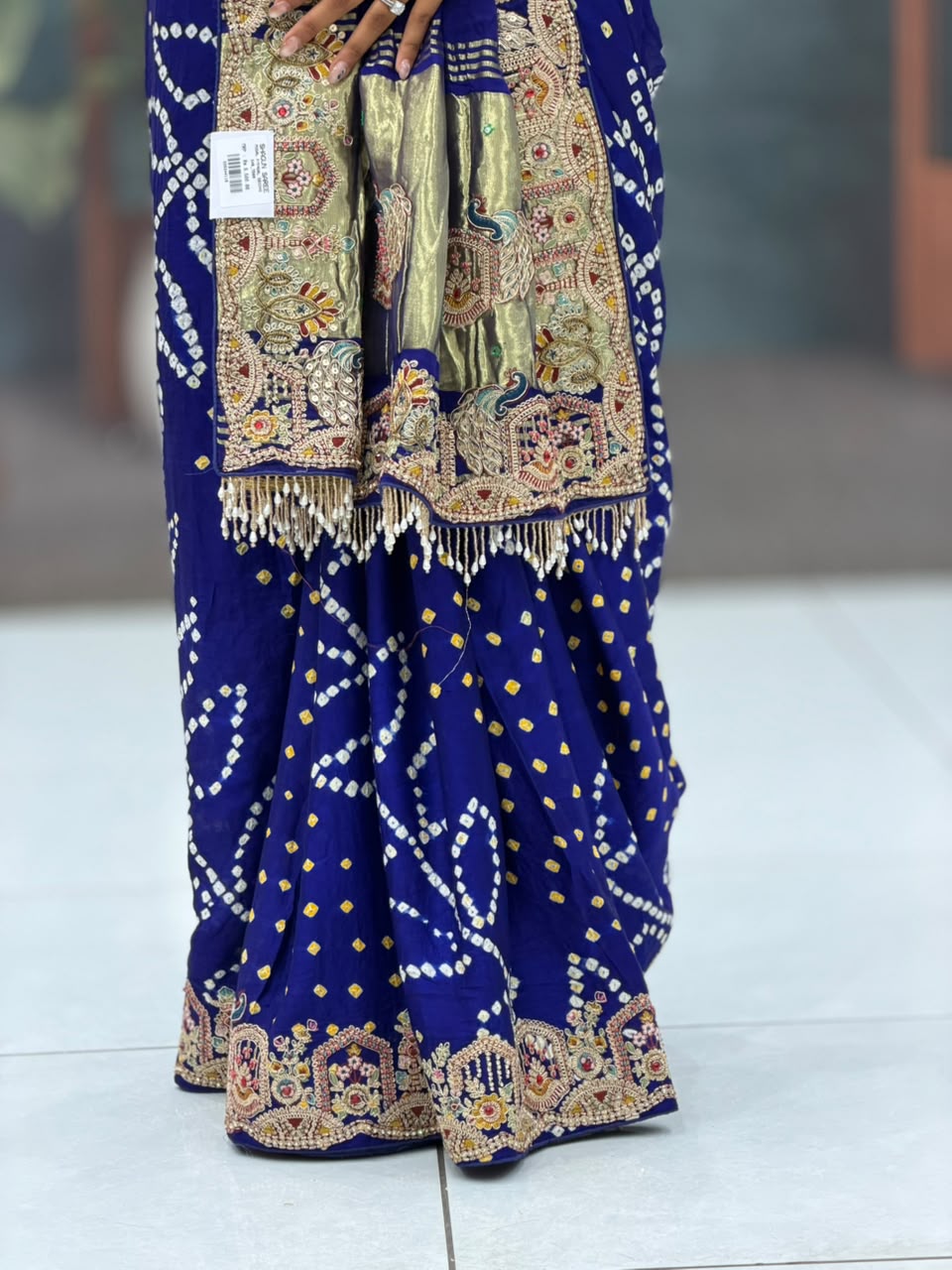 SHAGUN FASHION Designer Heavy Bandhani Georgette Saree with Handwork & Zari Border
