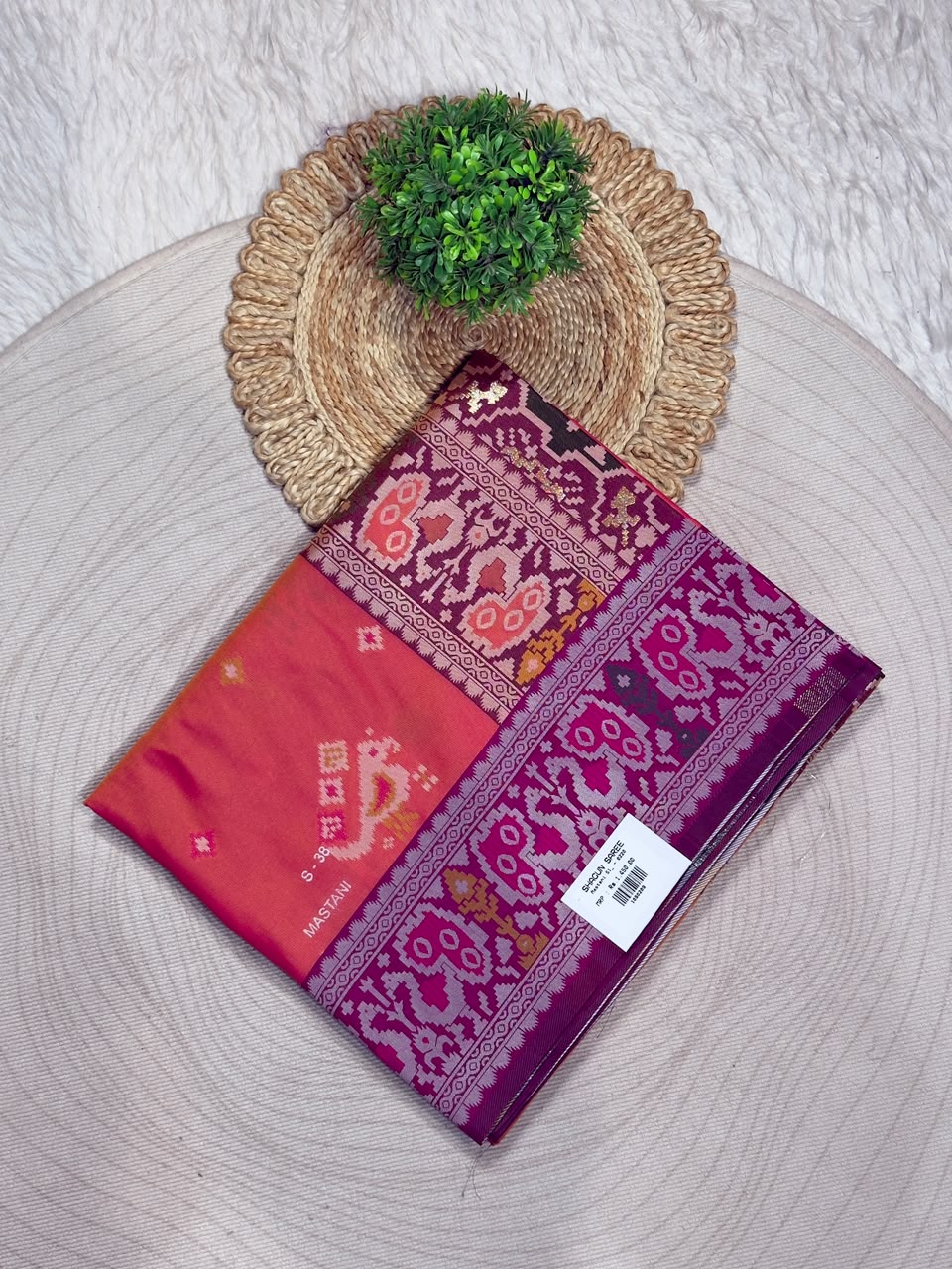 SHAGUN FASHION Premium Mastani Silk Patola Print Saree with Designer Weaved Border & Matching Blouse Piece