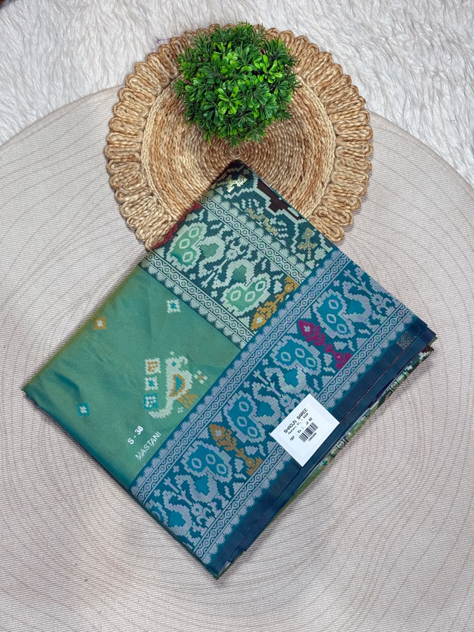 SHAGUN FASHION Premium Mastani Silk Patola Print Saree with Designer Weaved Border & Matching Blouse Piece