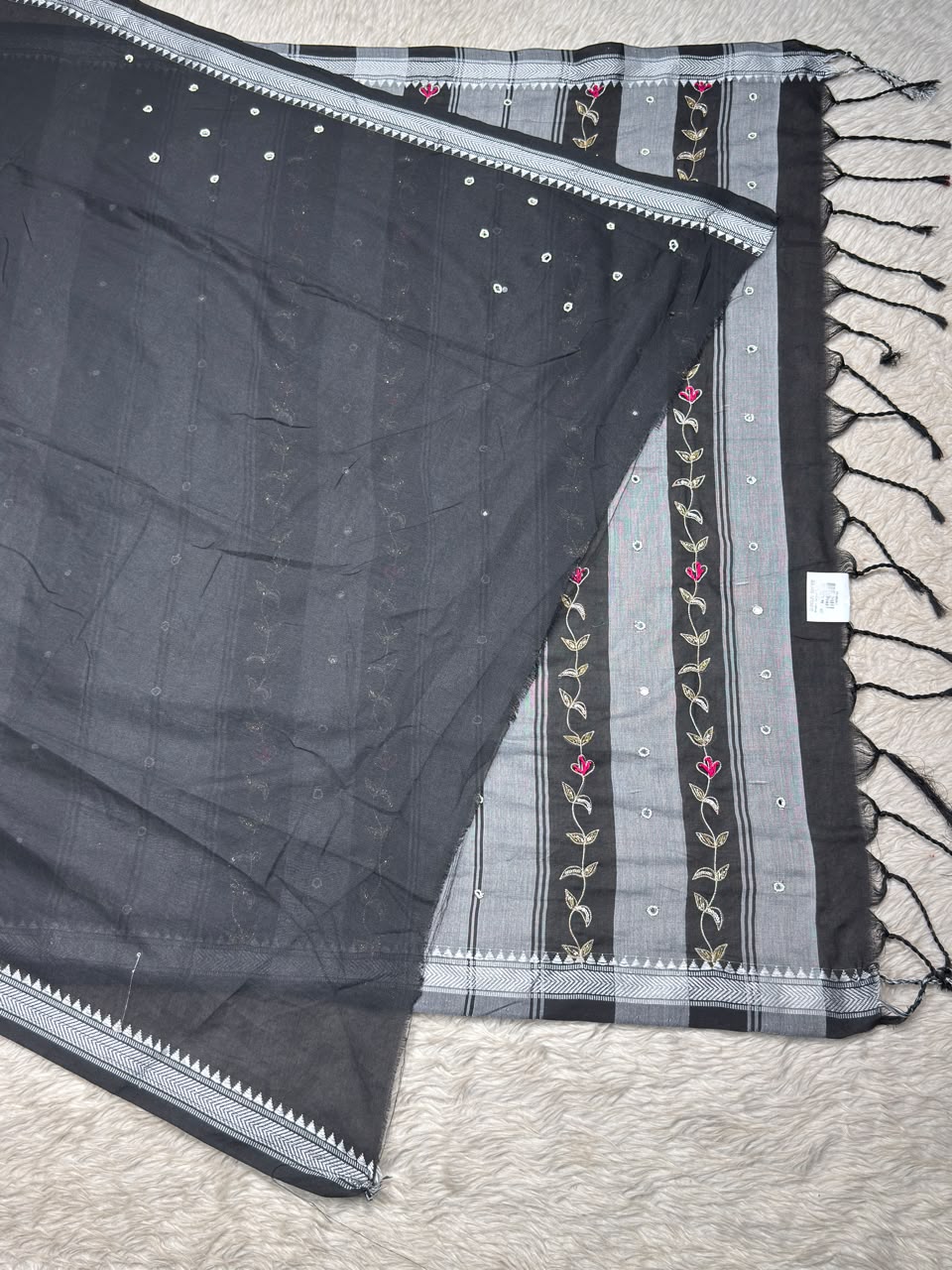 SHAGUN FASHION Premium Bhabhi Cotton Designer Saree with Embroidery & Mirror Work