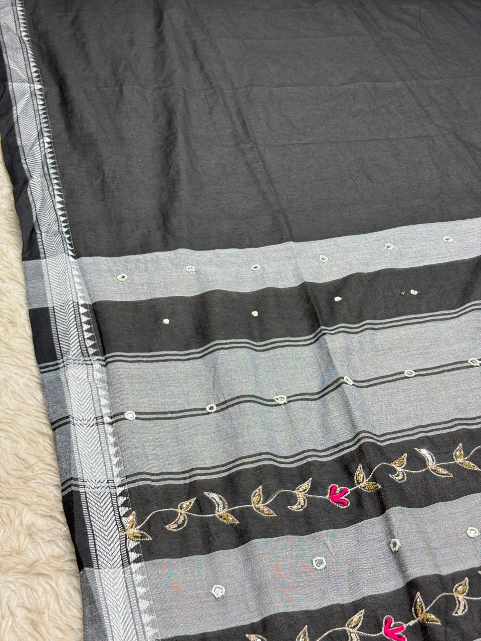 SHAGUN FASHION Premium Bhabhi Cotton Designer Saree with Embroidery & Mirror Work